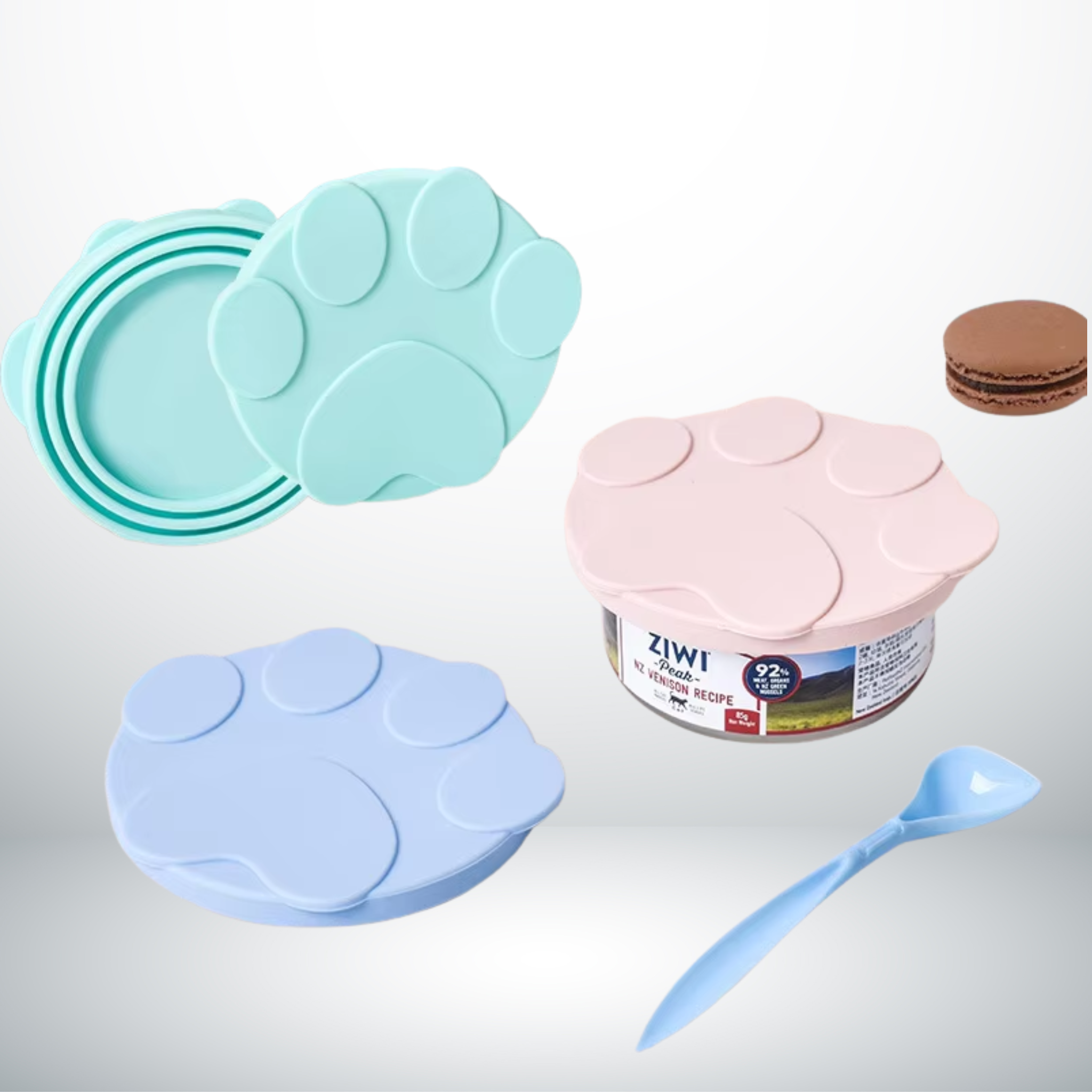2-in-1 silicone pet food can sealer and spoon for keeping dog and cat food fresh